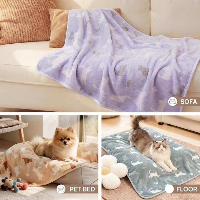 Luciphia 3 Pack Cute Cat Blankets Cozy Small Throw for Pet Puppy,23"x16" | 280GSM Fuzzy Kitten Pet Blankets Washable for Crate Bed Couch Car Indoor - Puppy Essentials Dog Gift
