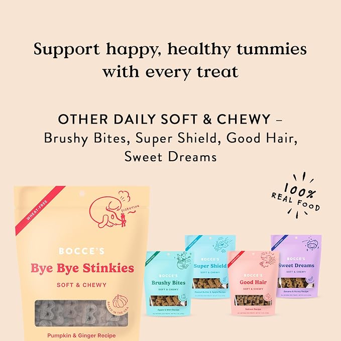 Bocce's Bakery Digestive Support Dog Treats,Wheat-Free Pumpkin Ginger,6 oz Bag,(Pack of 2)