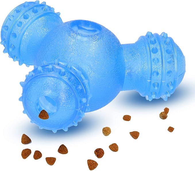 Cyrank Rolling Dog Treat Dispenser Slow Feeder, Funny Giggle Dog Puzzle Toy Slow Feeder Treat Toys Interactive Food Dispensing Dog Toys(Blue)