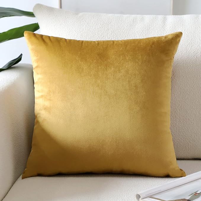 Artscope Luxury Velvet Pillow Covers Super Soft Decorative Square Throw Pillow Covers Case Cushion Covers for Sofa Couch Bedroom Car Decor 22x22 Inch Gold