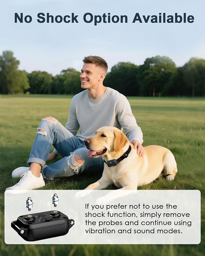 Shock Collar for Dogs, Dog Training Collar with Remote Control | IP67 Waterproof Receiver, Beep, Vibration, Safe Static Modes, Rechargeable，Adjustable Fit for 15–110 lb Dogs
