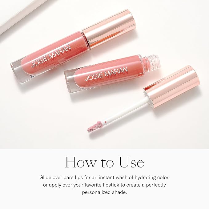 Josie Maran Eye Love Lip Gloss & Mascara Gift Set - Lip Plumper Infused with Argan Oil, Hyaluronic Acid for Sheer, Radiant Color & Lengthening Black Mascara - Vegan Makeup (2 Count)