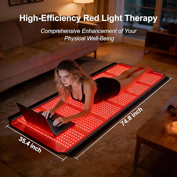 Red Light Therapy for Body, Red Light Therapy Mat with 3 Light Modes & 5 Working Modes, 1260 LEDs redlight with 660nm & 850nm Dual Wavelength, Suitable for Men, Women, and All Types of Pets