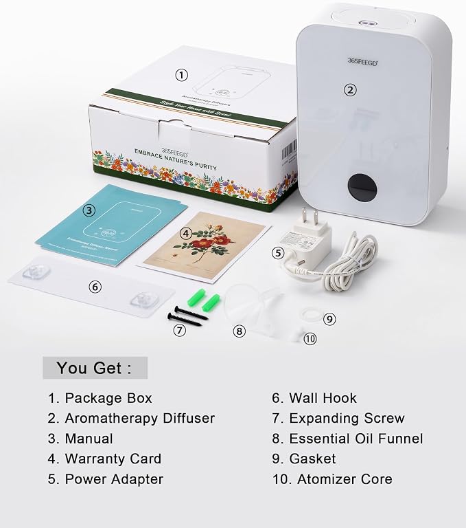Waterless Oil Diffuser - Pure Essential Oil Diffuser with App Control - 150ml/1700 Sq.Ft. Coverage for Effective Aromatherapy in Home/Office/Hotel (White)