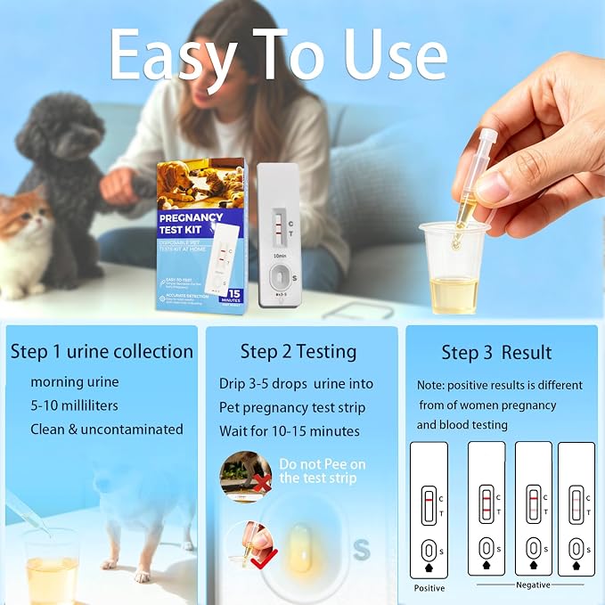 2 PCS Dog/Pet/Cat Pregnancy Test Kit, Early Pregnancy Test for Dogs and Cats, Fast and Accurate Home Testing, Results Within 15 Minutes