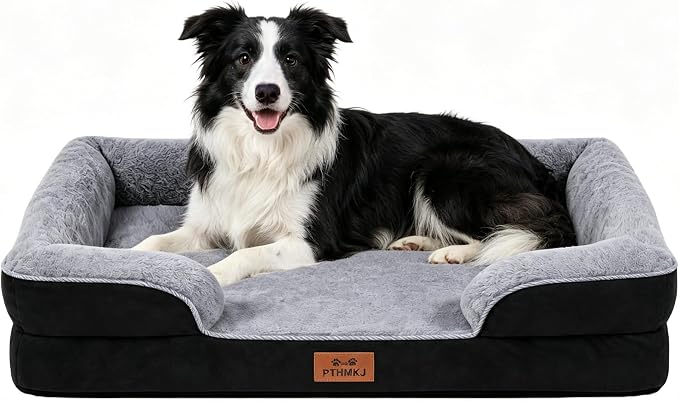 Orthopedic Dog Beds Large Sized Dog, Memory Foam Dog Bed Couch, 36"L | Dual-layer Foam Mat, Washable Cover&Waterproof, Contoured Bolster Design, Indoor&Car Truck, Pet Bed for Dogs Cats Up to 50lbs