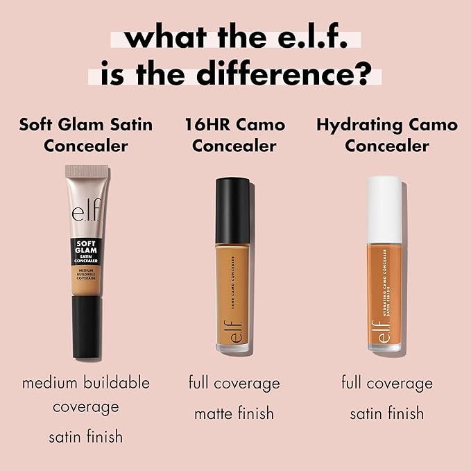 e.l.f. Soft Glam Satin Concealer, Medium Coverage For Blemishes & Under-Eye, Crease-Resistant, Long Lasting, Vegan & Cruelty-Free, 41 Tan Neutral