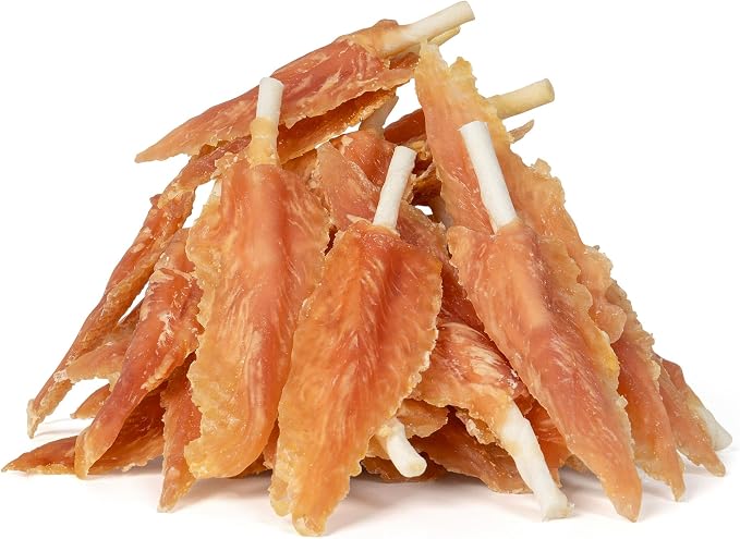 MON2SUN Dog Treats, 4–4.5 Inch Chicken Wrapped Triangle Rawhide Sticks | 18.34 oz, 40 Count, High Protein, Easy-to-Hold Design, For Puppies & Small Dogs, Daily Rewards
