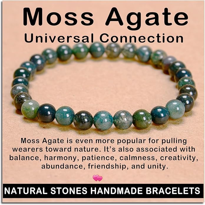 AD Beads Handmade Gemstone Stretch Elastic Bracelet Crystal Healing Reiki Nature's Beauty and Spiritual Essence Unisex