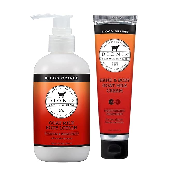 Dionis Goat Milk Blood Orange Hand & Body Cream and Body Lotion Bundle (Pack of 1)