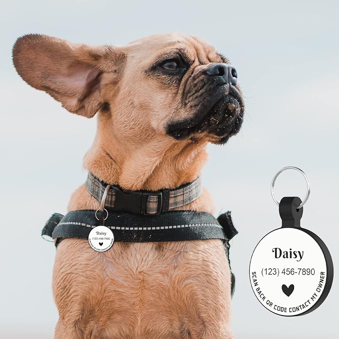 MYLUCKYTAG Silent Silicone QR Code Pet ID | Personalized Dog & Cat Collar Tag | Online Profile with Scanned Location Alert Email
