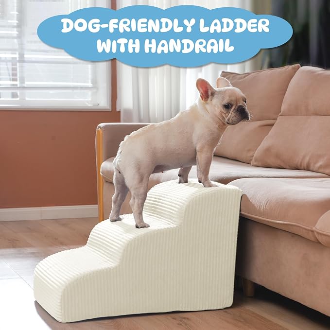 Mesa Lemon 2 Step Dog Stairs Pet Ramp for High Beds, Sofas and Cars | High Density Foam, Non-Slip Bottom, Removable Washable Cover, Portable Handle, Holds Up to 50 lbs, 11.8 Inch Height