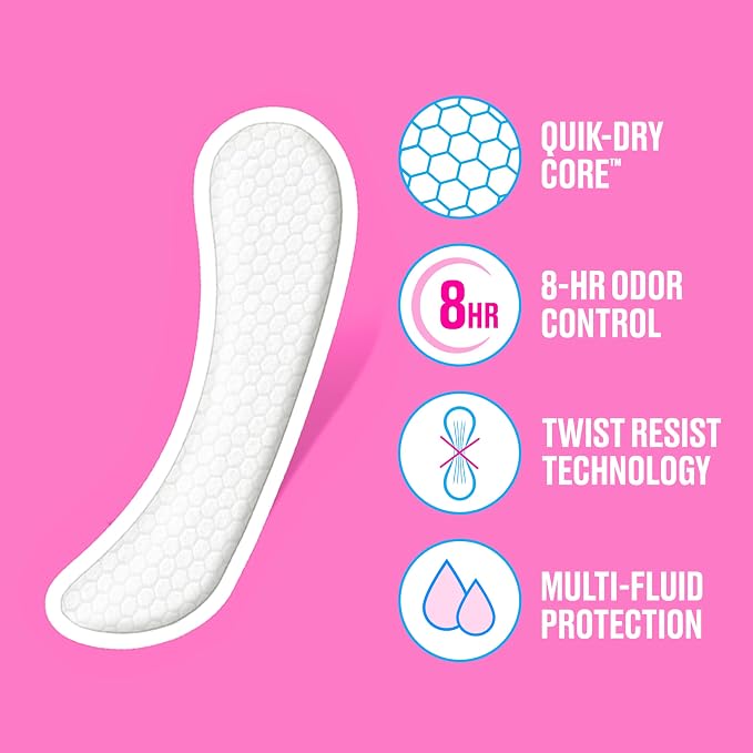 Carefree Panty Liners for Women, Extra Long, Wrapped, Unscented, 93ct | Pantiliners, Carefree, Daily Liners for Women, Light Periods and Leaks, 8-Hour Odor Control | 93ct (Packaging May Vary)