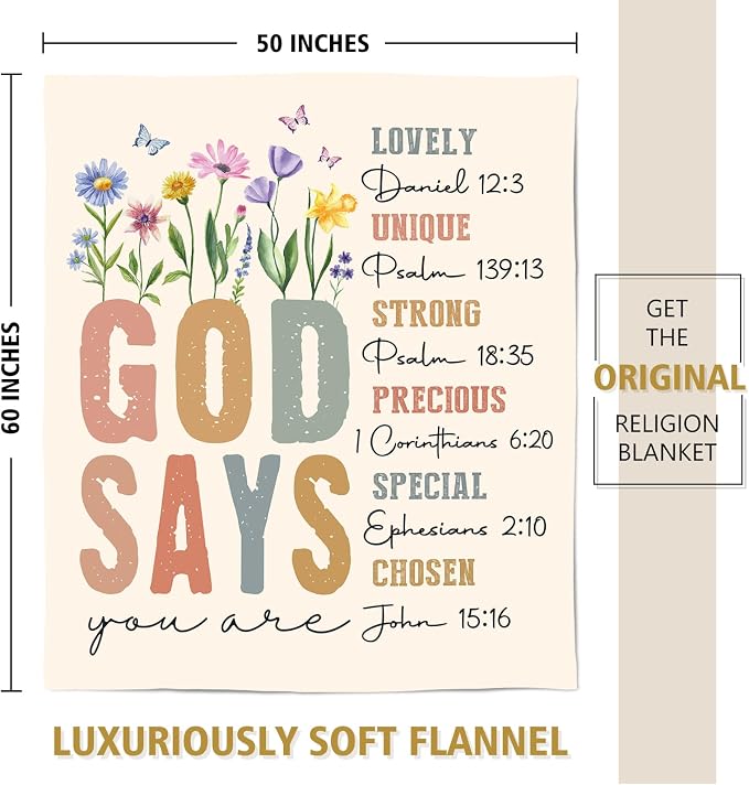 Gifts for Women, Birthday Inspirational Christian Blanket | Religious Birthday Gift for Women, Christian Blanket for Mom Sister Friend Girl, Baptism Confirmation Spiritual Gift for Her