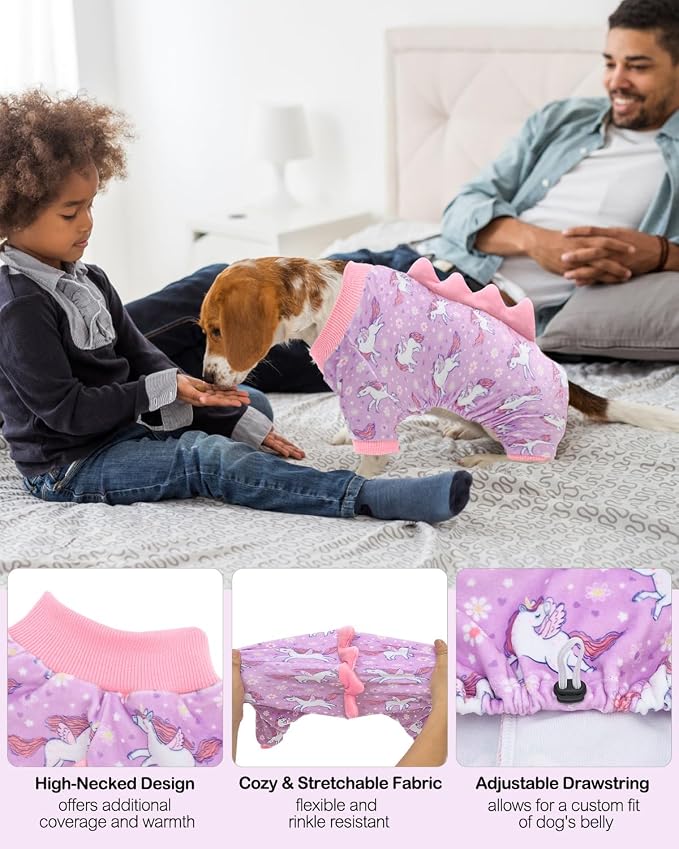 CuteBone Dinosaur Costume Dog Pajamas, Stretchy Spandex Crystal Velvet Sleepwear Coat for Small Dogs, Soft & Warm Pet Outfit Clothes for Cold Weather, Cozy Pullover Design COSP11L