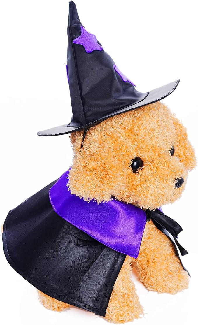 Dxhycc Halloween Pet Costume Cat Wizard Costume Funny Wizard Cat Clothes Cloak and Hat for Small Dogs Outfits