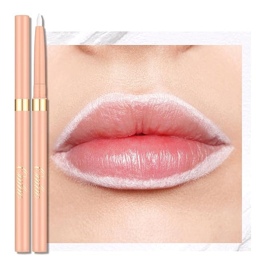 Oulac Waterproof White Lipliner Pencil - Smooth and Creamy Lip Primer, Retractable Lip Makeup for Precision Application, Vegan & Cruelty-Free, 13 White Waves