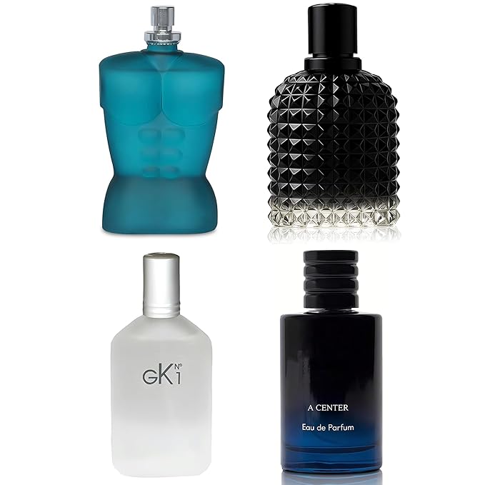 A CENTER Men's Cologne Include 4 Variety Pack Perfume Gift Set- 3.4 Fl Oz Each Eau De Parfume Tobacco,Musk,Woody,Masculine Scent Long Lasting Fragrance(Bundle H)