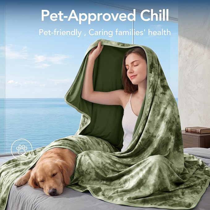Cooling Blanket Queen Size 80"x88" for Hot Sleepers | Cold Summer Soft Blanket for Bed Couch and Travel Absorbs Heat Q-Max>0.35 Cool Lightweight Throw for Night Sweats Menopause