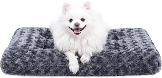 KSIIA Washable Dog Bed Medium Size Dog Crate Bed Pet Mat 29"x21" Dark Gray | Deluxe Plush Comfy Kennel Pad, Anti-Slip Bottom,Deep Sleeping Mat for Medium Dogs,Machine Washable for Easy Cleaning