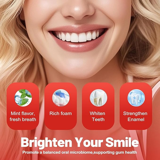 Qushen SP-6 Probiotic Toothpaste,SP6 Toothpaste for Whitening Teeth & Fresh Breath, 6 Probiotics Formula, Fluoride-Free, Enamel Safe, Natural Mint Flavor