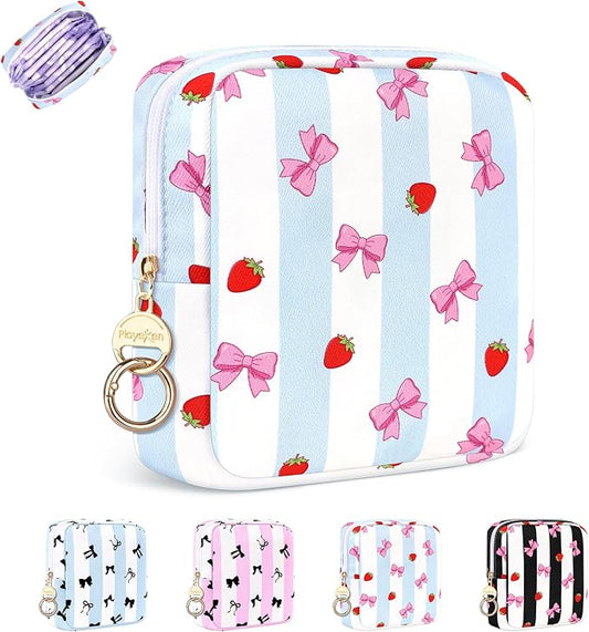 Period Bag for Teen Girls, Canvas Sanitary Napkin Storage Bag with Zipper, Portable Menstrual Pad Bag Tampon Holder for Purse