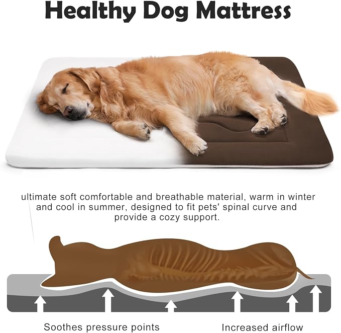 Dog Bed Soft Dog Crate Pad Mat for Medium/Large Dogs, 36 in Non-Slip Bottom Washable Dog Sleeping Mattress Pet Beds Cat Bed Kennel Pad, Dark Brown