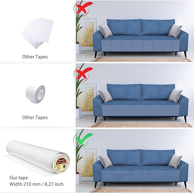 Anti Cat Scratch Furniture Protector (17.3" x 118") Single Sided | Thicken Vinyl Transparent Cat Anti Scratch Tape Flexible Couch Protector from Cat Claw Sticky Paws for Sofa, Door, Wall, Bed