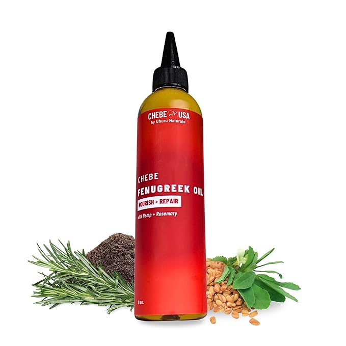 Uhuru Naturals Original Chebe Hair Fenugreek Oil(8 oz) with Rosemary Promotes Hair Growth All Hair Types Strengthens, Nourishes & Retains MoistureChebeUSA