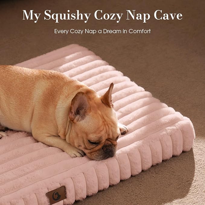 Large Orthopedic Dog Crate Bed with Waterproof Lining | Egg crate foam for joint support. Soft plush surface. Non-slip bottom. Removable & machine washable cover. OEKO-TEX certified