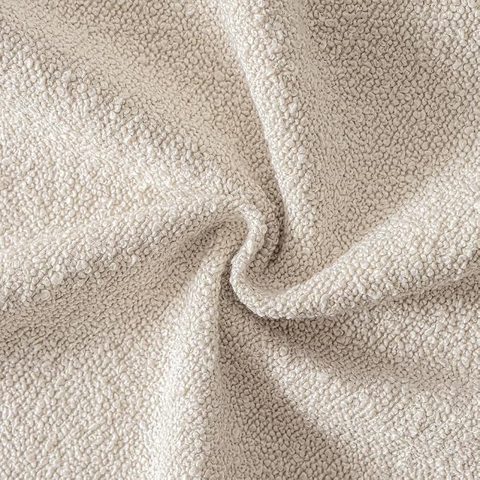 MIULEE 26x26 Decorative Euro Sham Boucle Couch Pillow Covers Beige | Set of 2 Textured Neutral Throw Pillow Covers, Accent Solid Pillowcases, Sofa Living Room Home Decor