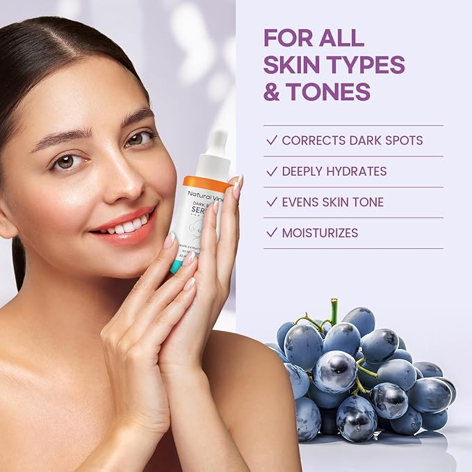 Natural Vine Dark Spot Remover for Face Serum: Age Spot Sun Spot Brown Spot with Grape Extract, Fermentation Complex, Hyaluronic Acid & Vitamin E, for Women and Men, 1 FL OZ / 30mL