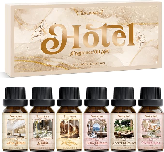 SALKING Aromatherapy Diffuser & Hotel Essential Oils Set, 100ml Diffuser Cool Mist Humidifier with 8 Colors Light and Luxury Hotel Fragrance Oil for Home