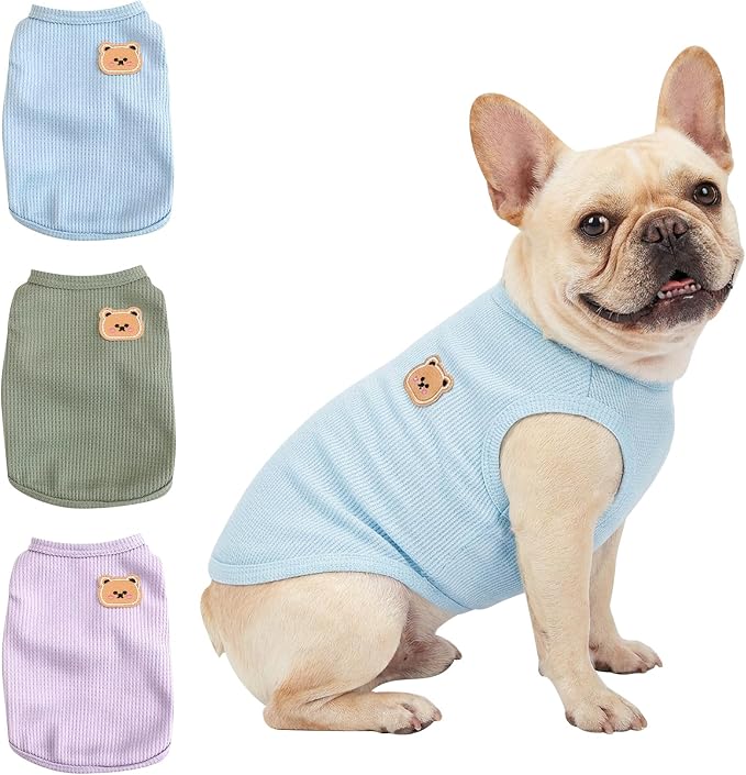 Dog Clothes for Small Dogs, Pet T-Shirt for Boys and Girls | Waffle Knit Dog Tank Top,Comfortable for Summer&Winter,Perfect for Dachshund(3PCS,Medium)