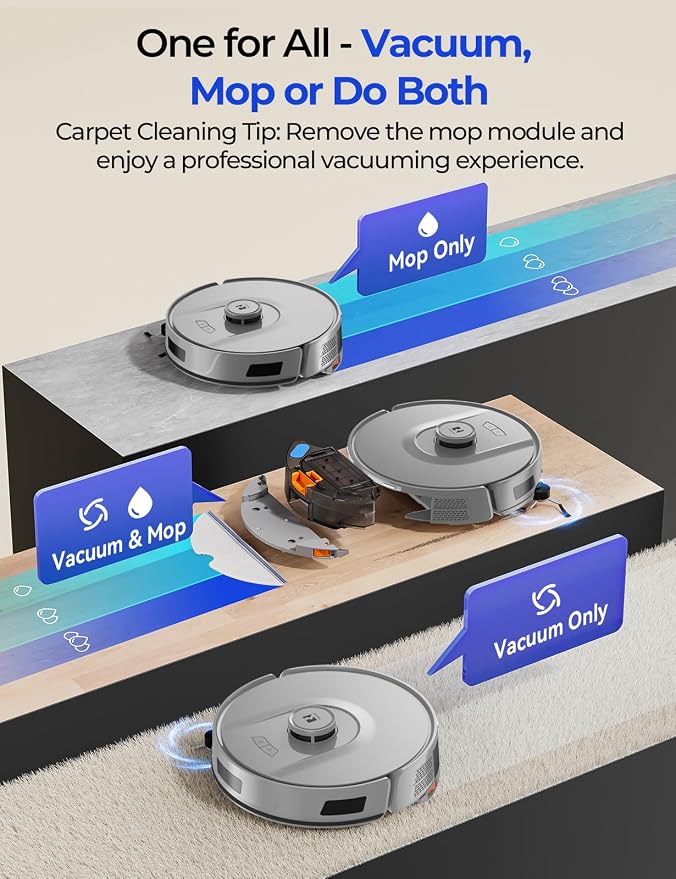 Robot Vacuum 20,000Pa Robot Vacuum Mop,120Day Self Emptying Vacuum Robot,Lidar Navigation,2.4G 5G WiFi APP Aspirateur Robot,Self-Charging Robot Vacuums for Floor,Pet,Carpet R11Gray