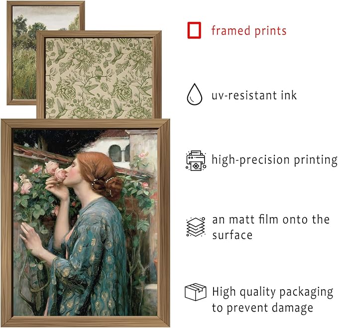 ANERZA 16 PCS Framed Vintage Wall Art Decor, French Country Wall Prints for Bedroom, Landscape Gallery Wall Frame Set, Farmhouse Posters for Living Room Aesthetic, Rustic Collage Kit, Dorm Home Decor