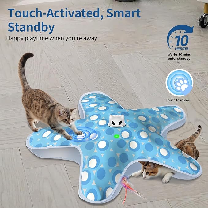 Interactive Cat Toys for Indoor Cats with Moving Concealed Feathers