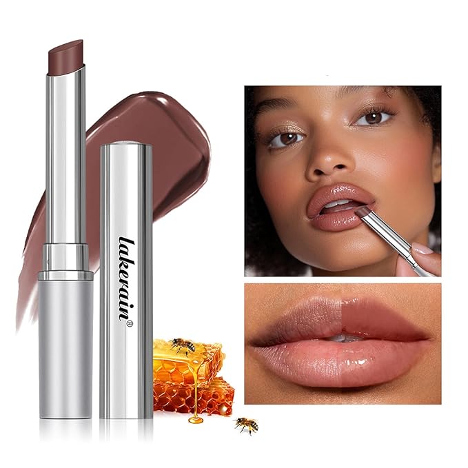 Honey Lipstick Tinted Lip Balm - Sheer Hydrating Lipstick for All Skin Tones - Moisturizing Lip Color, Nourishing Lip Balm with a Hint of Natural Black Cherry Tint (2Pcs Nude Honey)