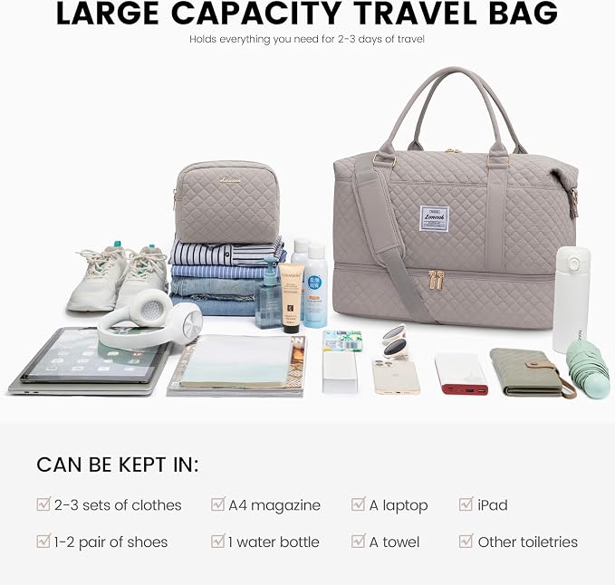 LOVEVOOK Travel Duffle Bag,Weekender Bags for Women with Shoe Compartment，Carry on Overnight Bag with Toiletry Bag,Gym Duffel Bag with Wet Pocket, Hospital Bags for Labor and Delivery