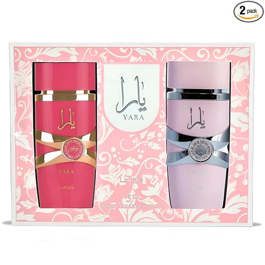 Lattafa 2 Piece Gift Set (Yara EDP 3.4 Fl Oz + Yara Candy EDP 3.4 Fl Oz)