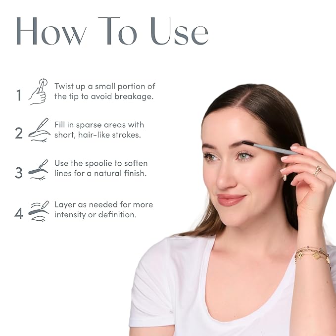 Ravie Beauty Easy Everyday™ Brow Pencil - Best Eyebrow Pencil for Women, Smudge Proof Hair-Like Strokes, 1.2mm Precision Tip with Spoolie, Vegan (Ebony)