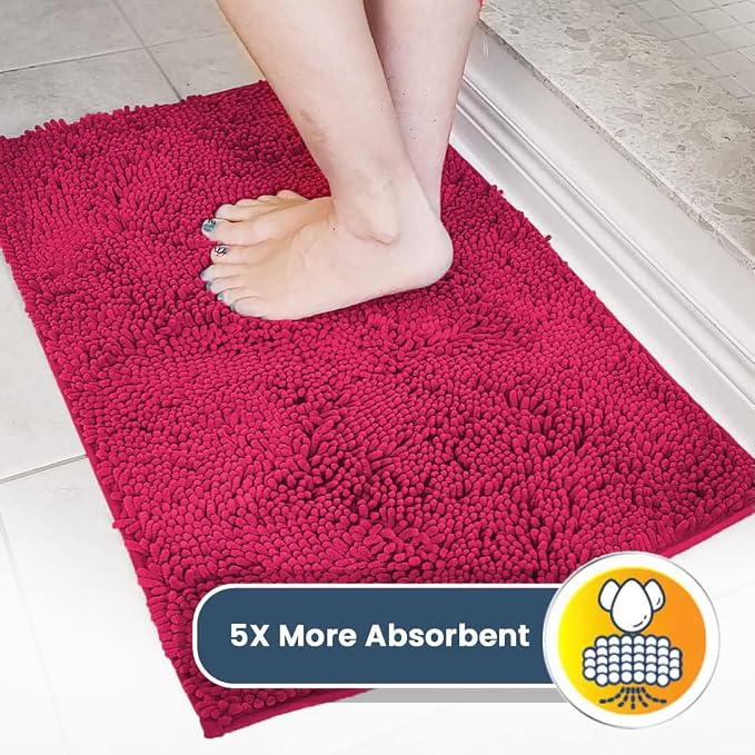 Muddy Mat® | Super Water Absorbent Door Mat Indoor, Microfiber Quick Dry Chenille Entryway Rug, Slip Resistant Front Door Mat, Indoor Mats for Entryway, Machine Washable Pet Rug, Hot Pink 2ft x 3ft