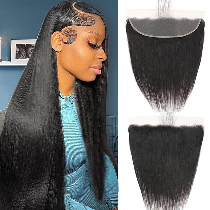 13x4 Skinlike HD Lace Frontal Closure Straight Human Hair Ear to Ear Frontal 18inch Brazilian Straight Virgin Human Hair Pre Plucked Natural Hairline Nature Black