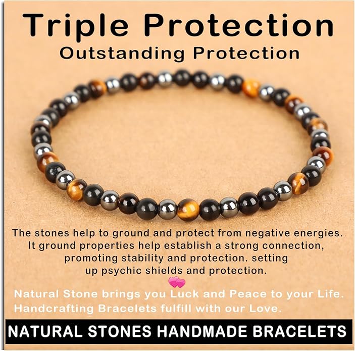 AD Beads Handmade Gemstone Stretch Elastic Bracelet Crystal Healing Reiki Nature's Beauty and Spiritual Essence Unisex