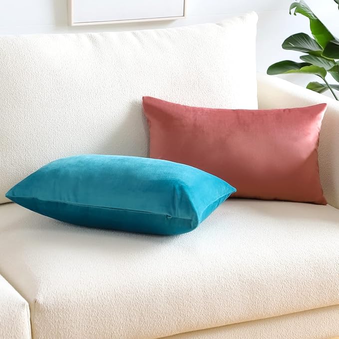 Artscope Luxury Velvet Pillow Covers Super Soft Decorative Square Throw Pillow Covers Case Cushion Covers for Sofa Couch Bedroom Car Decor 12x20 Inch Jam