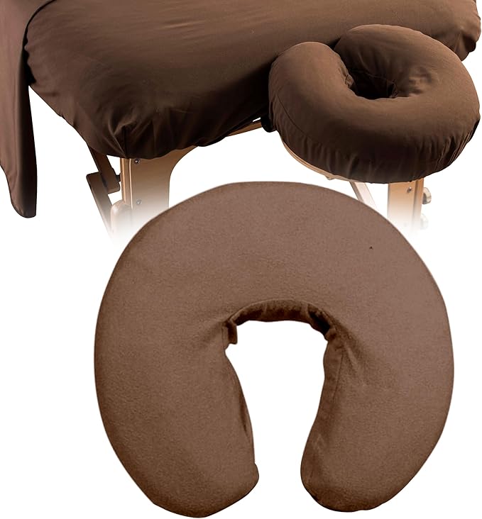 NRG Deluxe Flannel Face Cradle Covers 100% Brushed Cotton Face Rest Covers - Protect Your Massage Table Face Cradle - Adds Warmth and Comfort - 13" x 13" x 6" - 200 Thread Count - Dark Chocolate