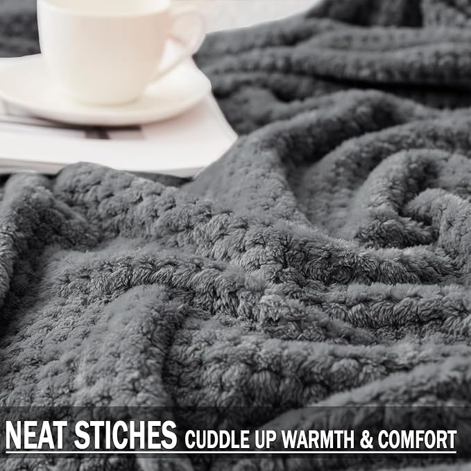 Exclusivo Mezcla Soft Waffle Fleece Bed Blanket Queen Size, Gray | Lightweight Plush Blanket for Bed, Bedroom, Cozy Flannel with Waffle Texture, Stylish Home Decor, All Season, 90x90 Inches