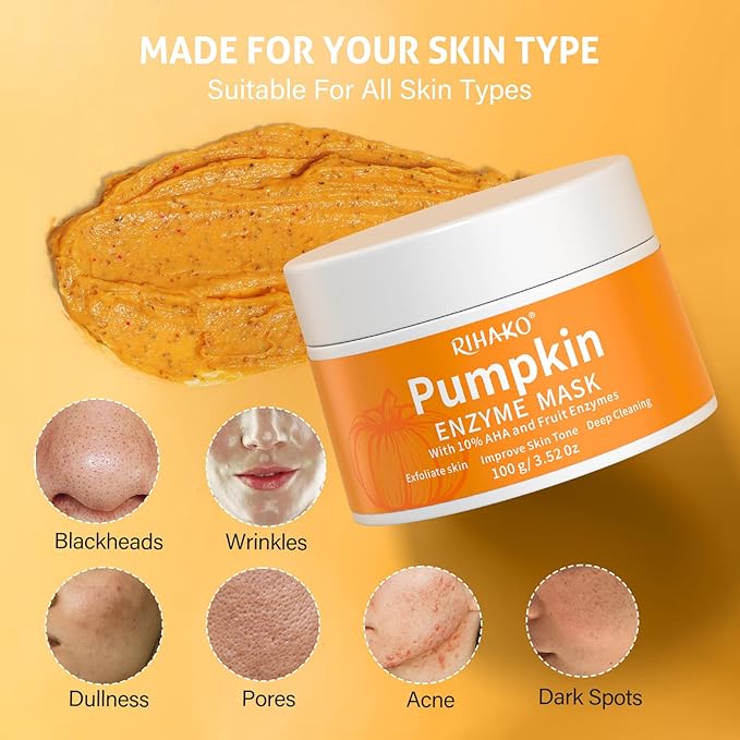 Easter Gifts for Women Pumpkin Enzyme Face Mask Skincare| Brightening Exfoliating Facial Mask For Dead Skin,Dullness Dark Spots, Uneven Skin Tone,Large Pores and Brightens Skin