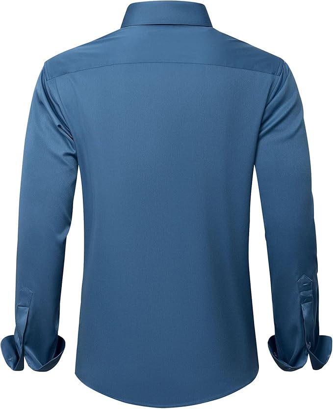 J.VER Men's Dress Shirts Solid Long Sleeve Stretch Wrinkle-Free Formal Shirt Business Casual Button Down Shirts
