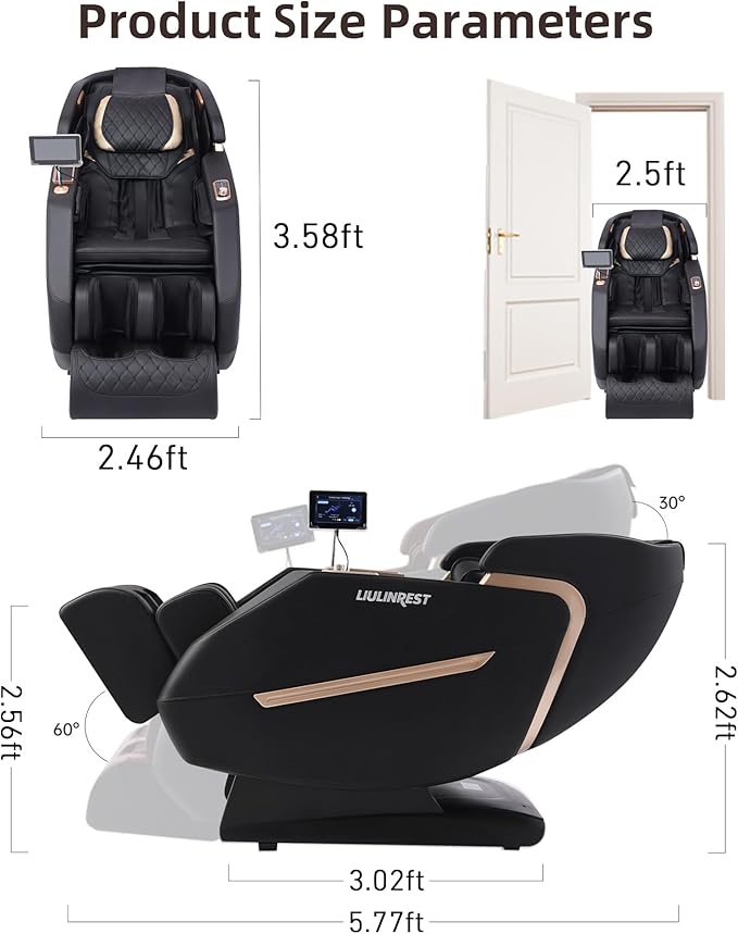 2025 4D Massage Chair Full Body, Zero Gravity Massage Chair with SL-Track & Heating, Massage Shiatsu Recliner Chair with Smart Voice Control, Touchable Screen, Airbags, Foot Rollers (BLACK)